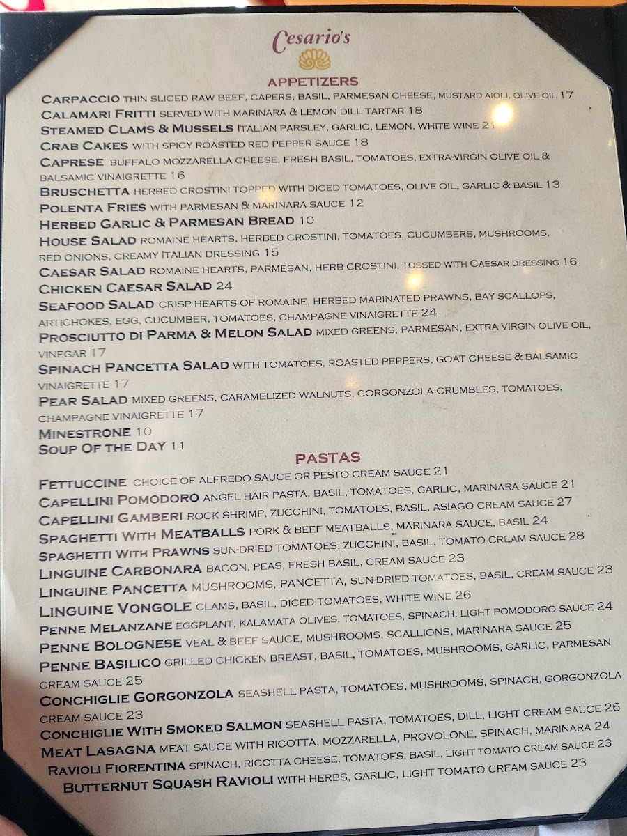 Cesario's Menu - Image 2
